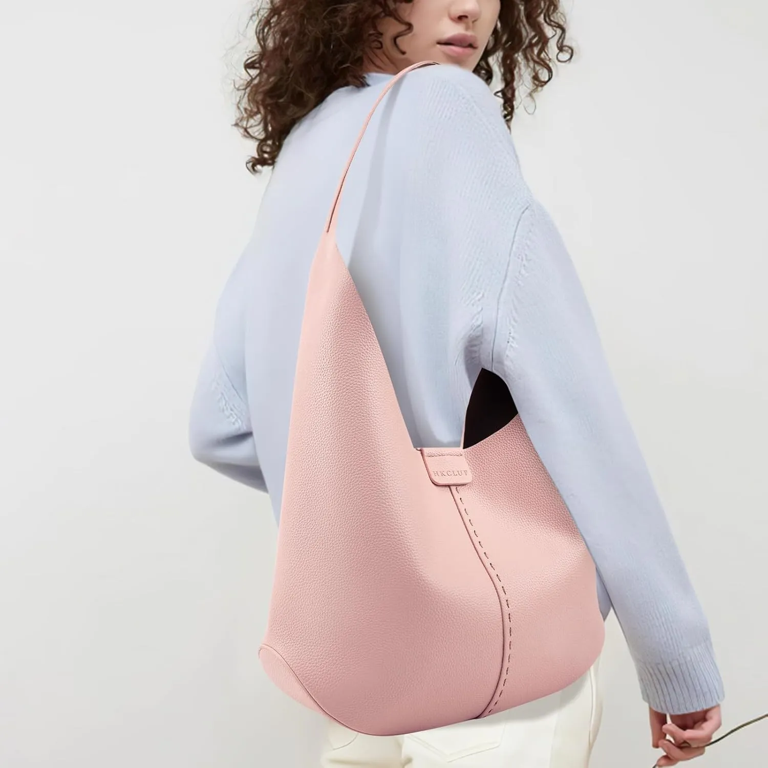 HKCLUF Hobo Bags Purses for Women 2PCS/Set,Soft Vegan Leather Slouchy Shoulder Handbags with Small Crossbody Bags for Women