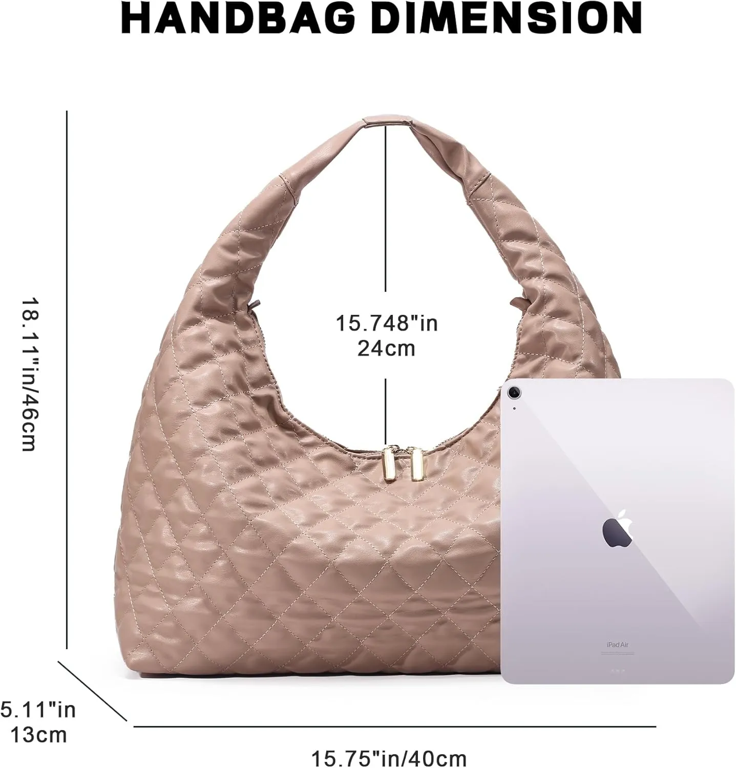 Hobo Shoulder Bags for Women Trendy Lightweight Soft Foldable Large Leather Tote Bags with Zipper Hobo Purse for Women