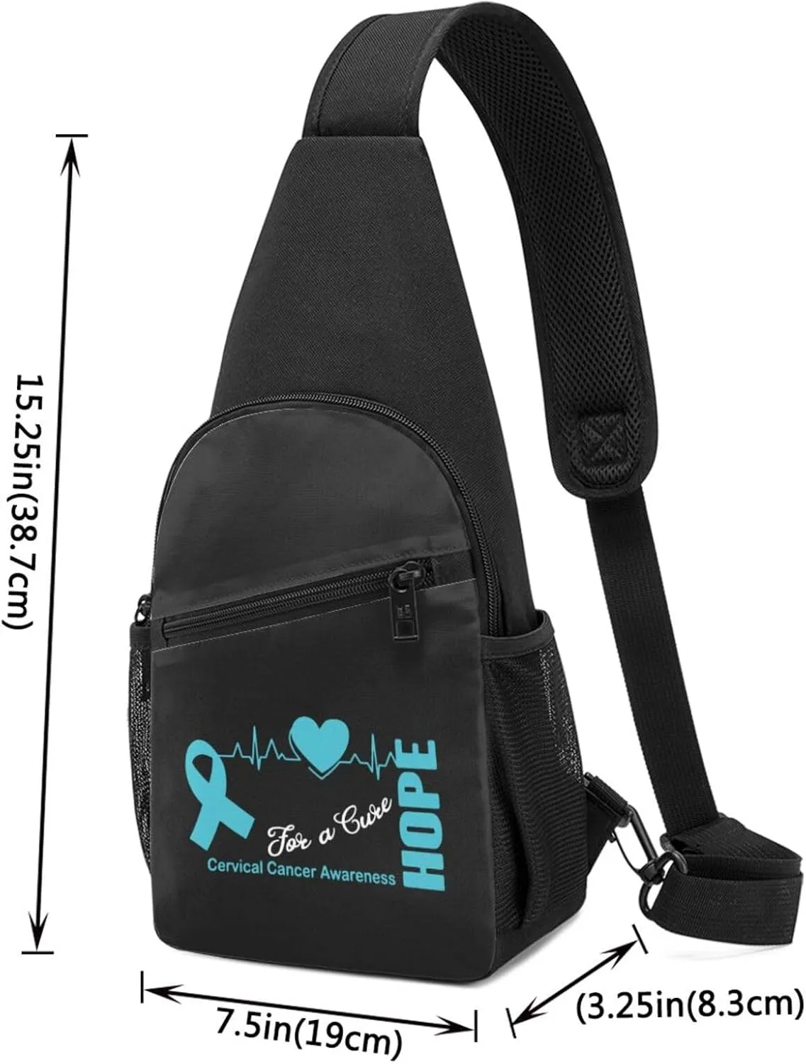 Hope for a Cure Cervical Cancer Awareness Chest Pack Leisure Shoulder Crossbody Chest Bag