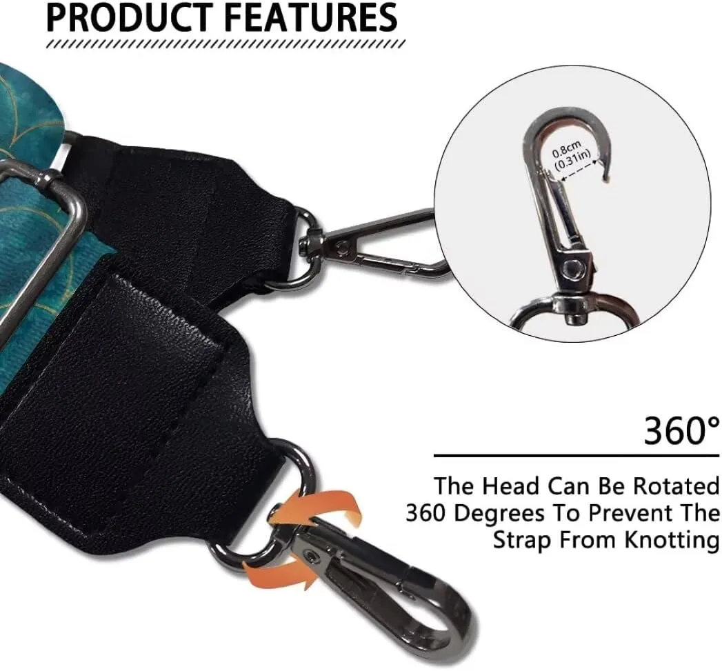 Horeset Teal Mermaid Scale Purse Strap for Women Girls, Adjustable Wide Guitar Straps for Handbags,Crossbody Handbag Replacement Strap Soft Wide Straps