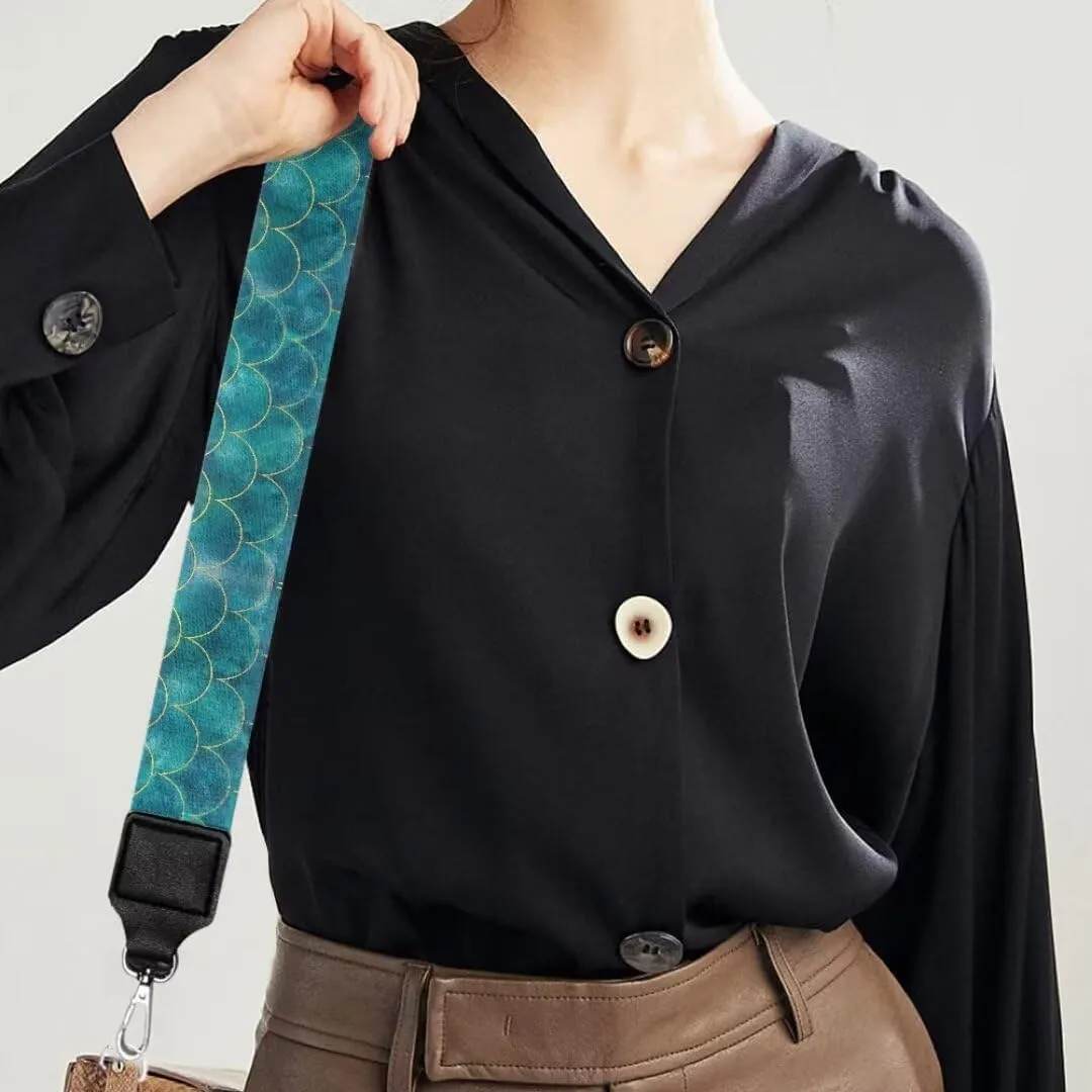 Horeset Teal Mermaid Scale Purse Strap for Women Girls, Adjustable Wide Guitar Straps for Handbags,Crossbody Handbag Replacement Strap Soft Wide Straps