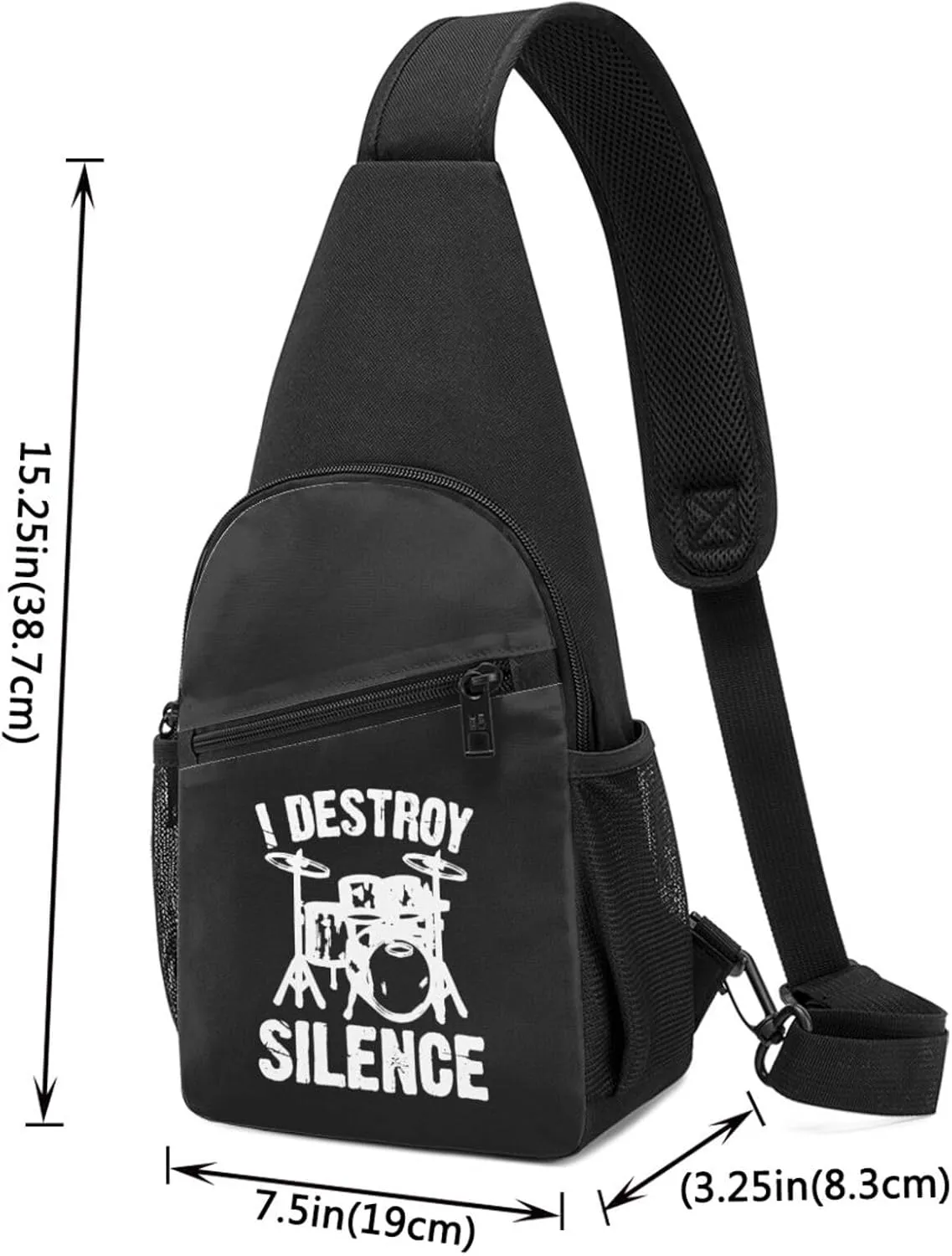 I Destroy Silence Drums Chest Pack Leisure Shoulder Crossbody Chest Bag
