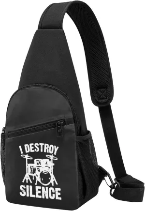 I Destroy Silence Drums Chest Pack Leisure Shoulder Crossbody Chest Bag
