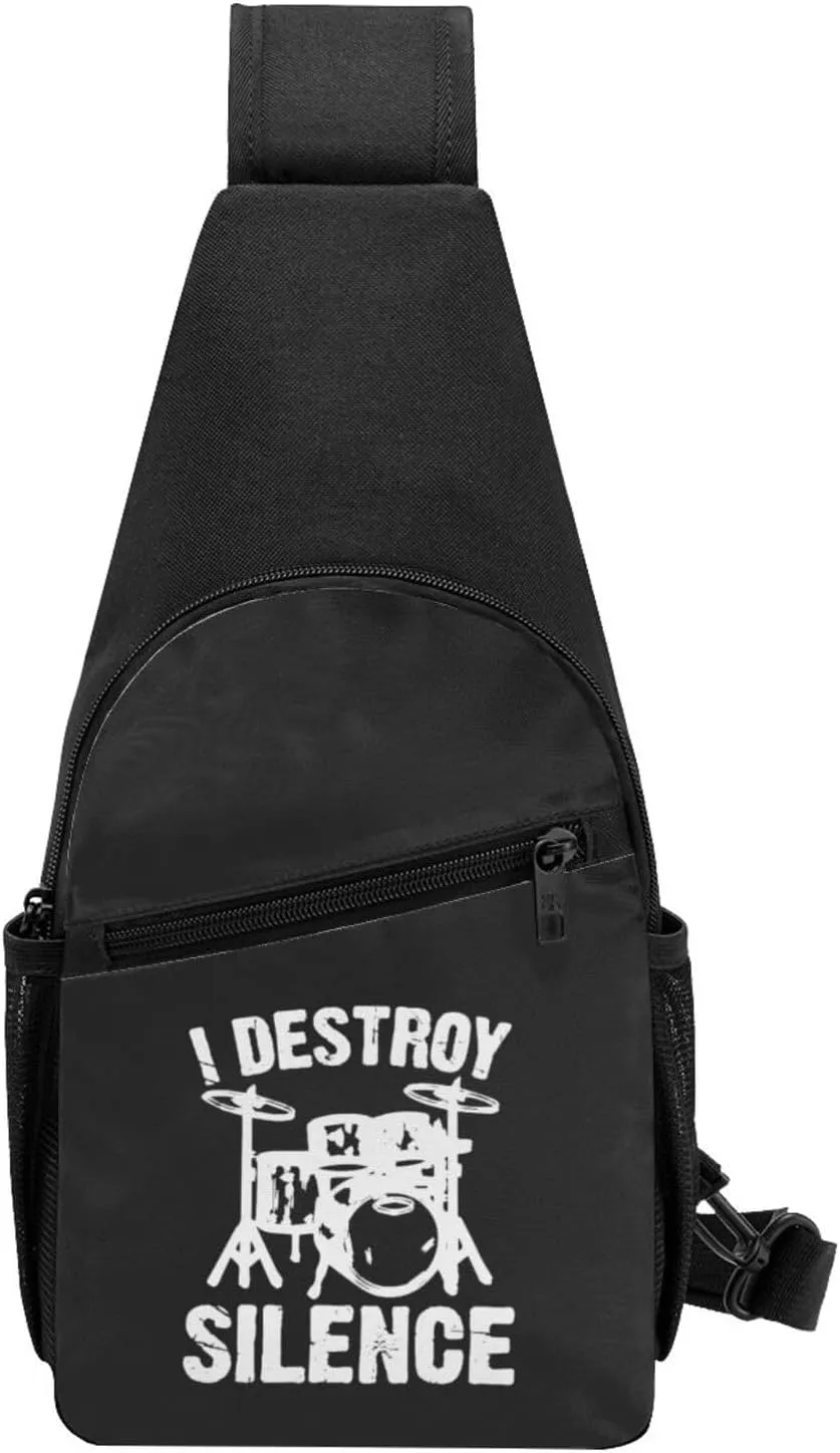 I Destroy Silence Drums Chest Pack Leisure Shoulder Crossbody Chest Bag