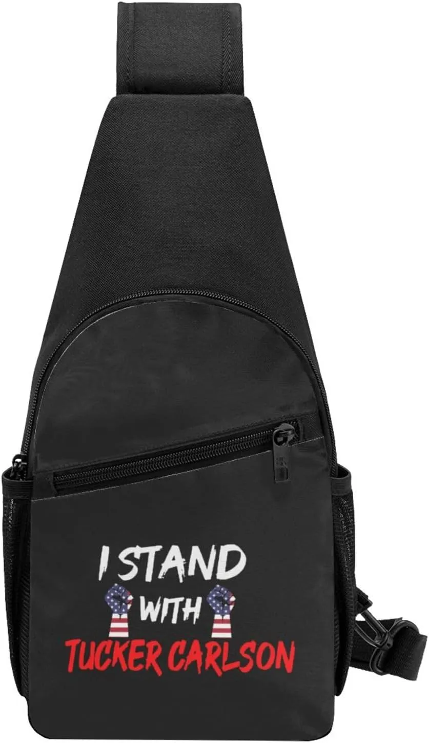 I Stand With Tucker Carlson Chest Pack Leisure Shoulder Crossbody Chest Bag