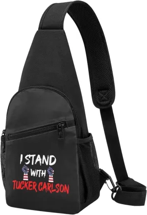 I Stand With Tucker Carlson Chest Pack Leisure Shoulder Crossbody Chest Bag