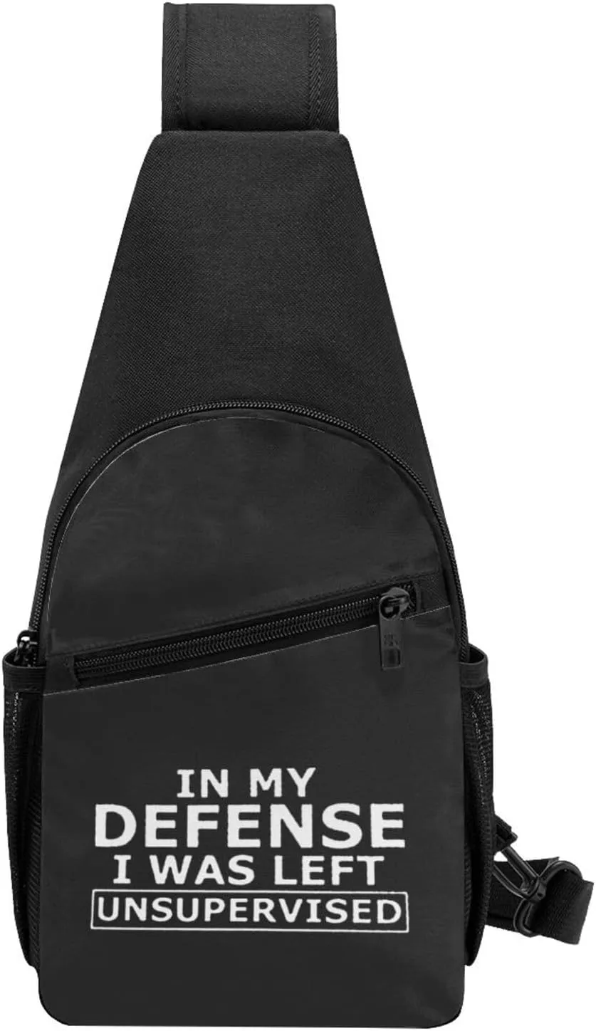 In My Defense I Was Left for Unsupervised Chest Pack Leisure Shoulder Crossbody Chest Bag