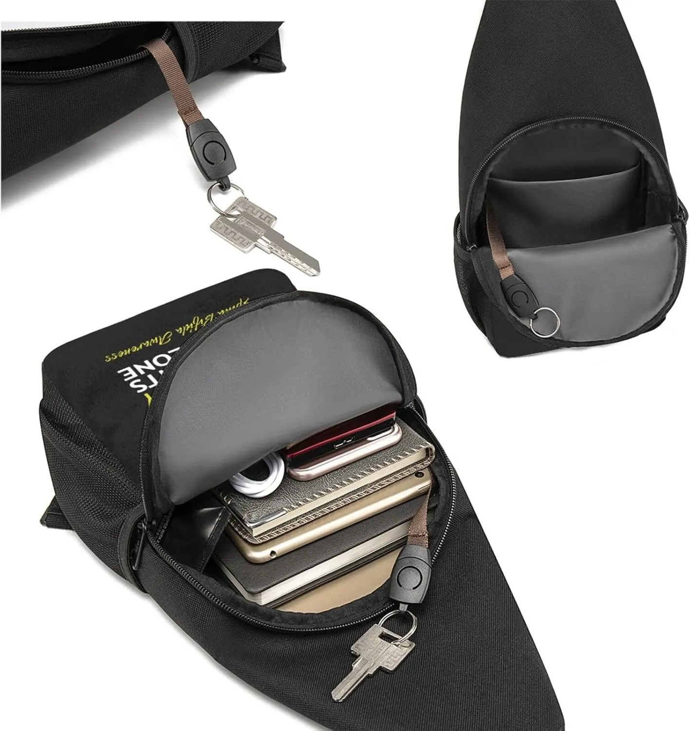 In This Family Nobody Fights Alone Spina Bifida Awareness Chest Pack Leisure Shoulder Crossbody Chest Bag