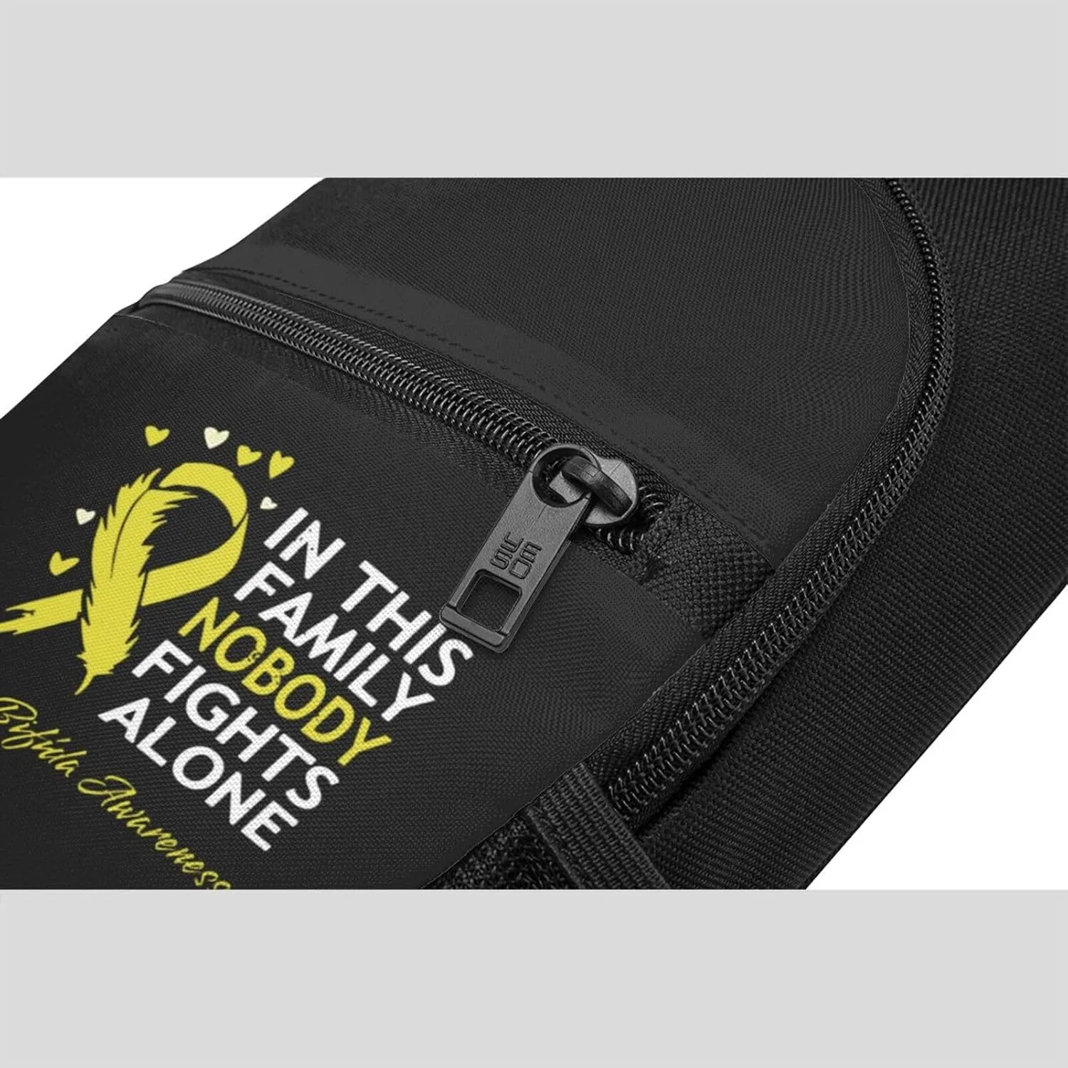 In This Family Nobody Fights Alone Spina Bifida Awareness Chest Pack Leisure Shoulder Crossbody Chest Bag