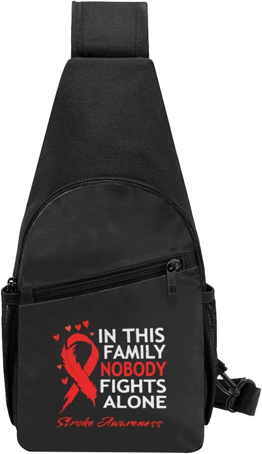 in This Family Nobody Fights Alone Stroke Awareness Chest Pack Leisure Shoulder Crossbody Chest Bag