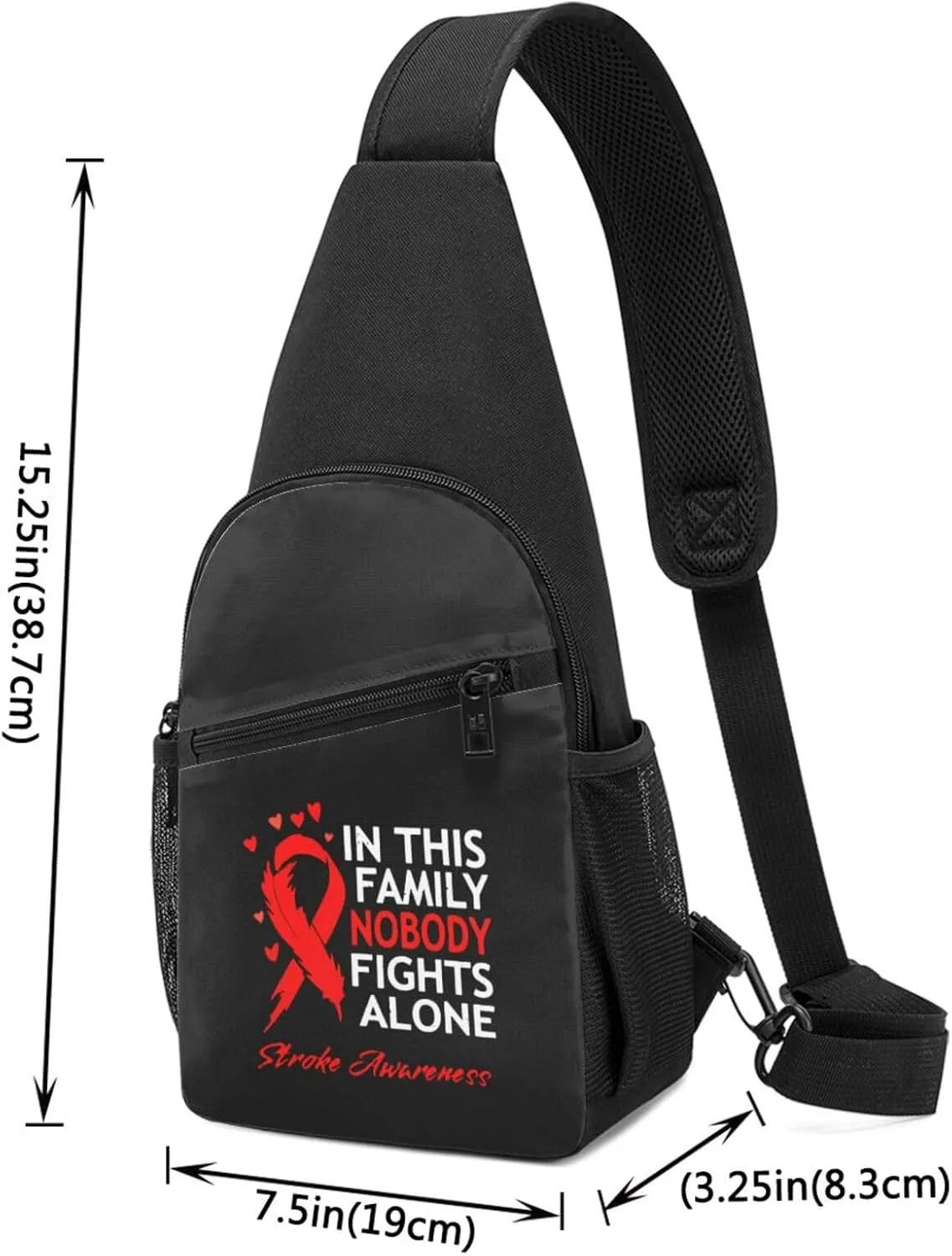 in This Family Nobody Fights Alone Stroke Awareness Chest Pack Leisure Shoulder Crossbody Chest Bag