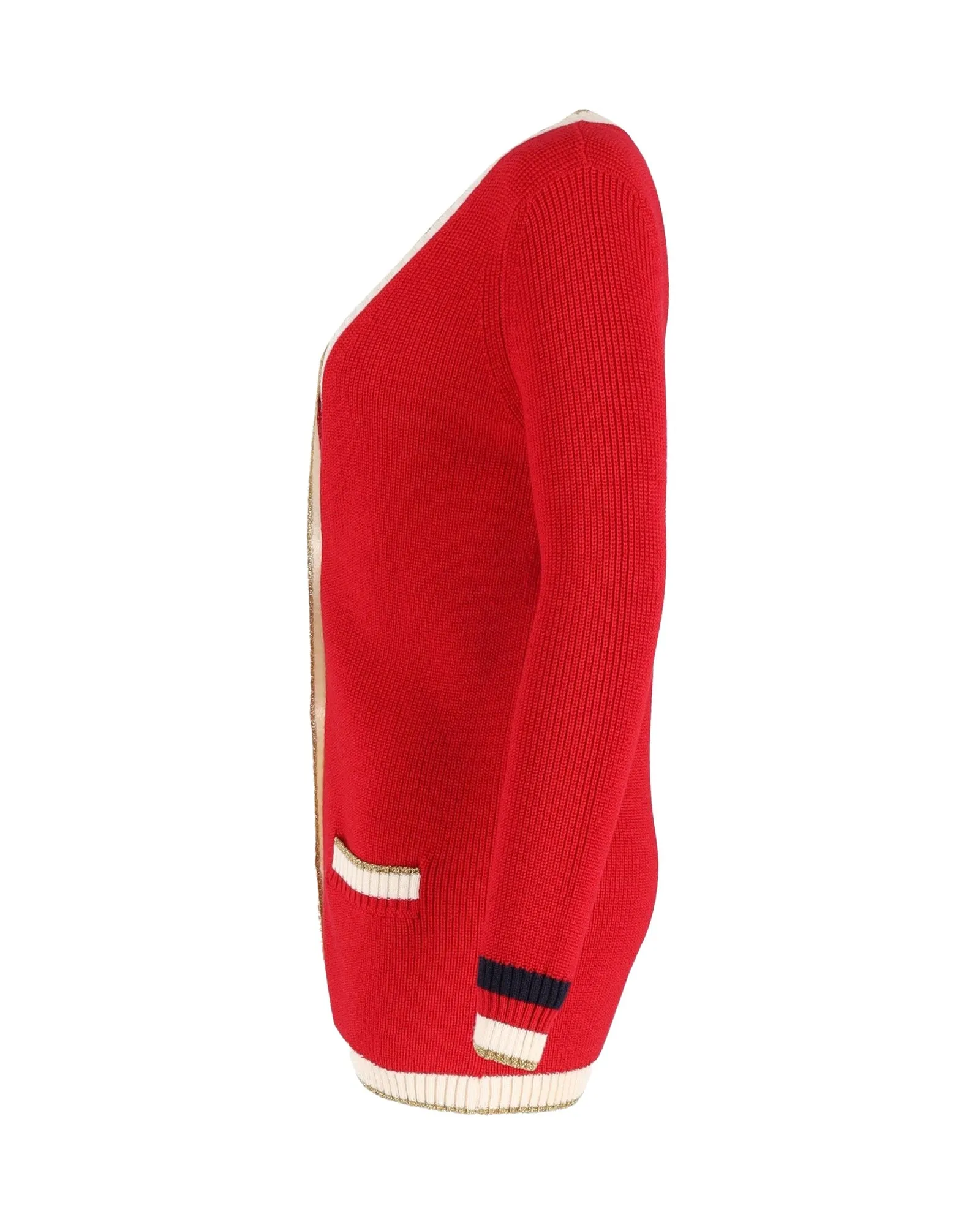 in Wool Winter savings Metallic-Trimmed Cardigan Customer-approved Red Gucci