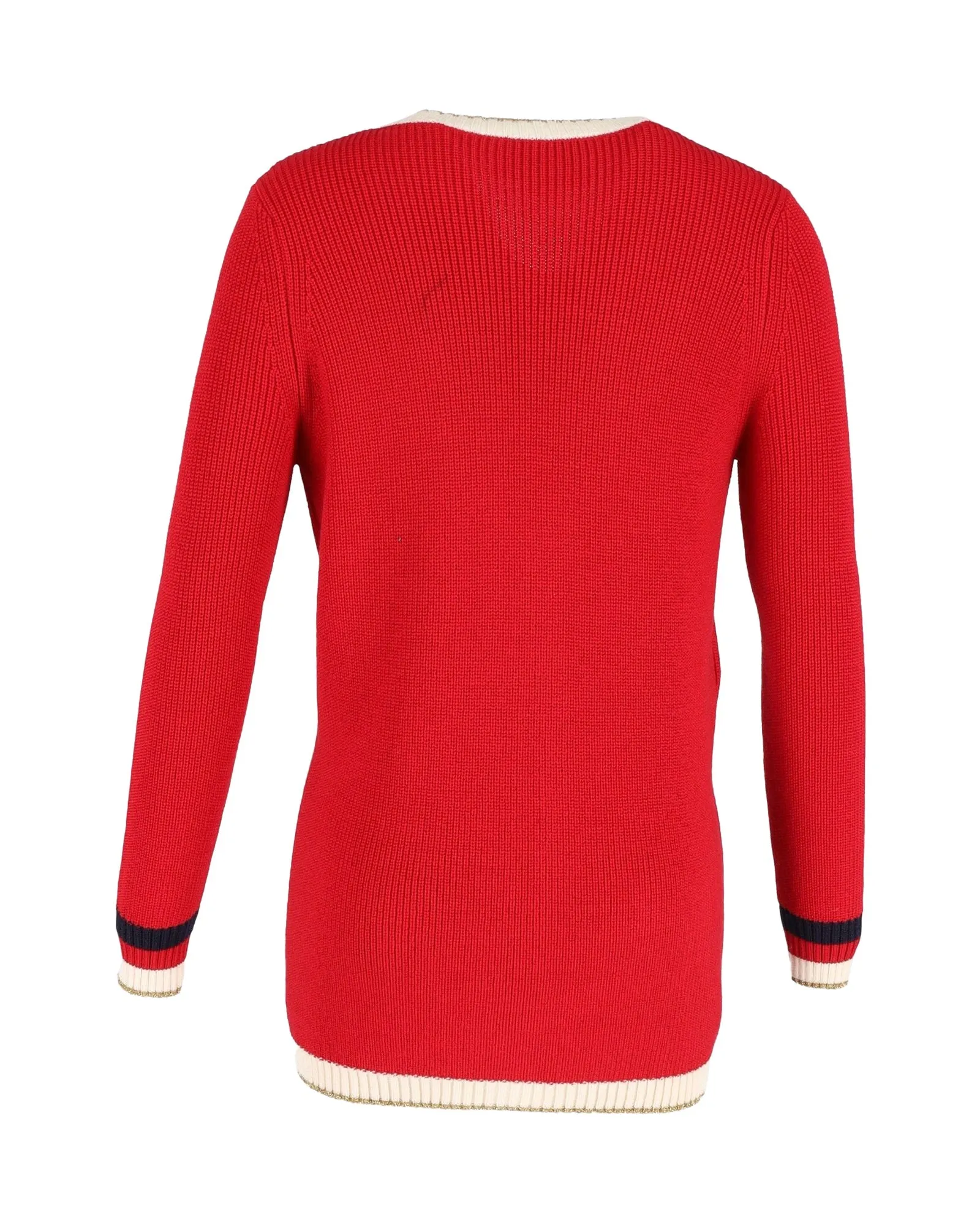 in Wool Winter savings Metallic-Trimmed Cardigan Customer-approved Red Gucci