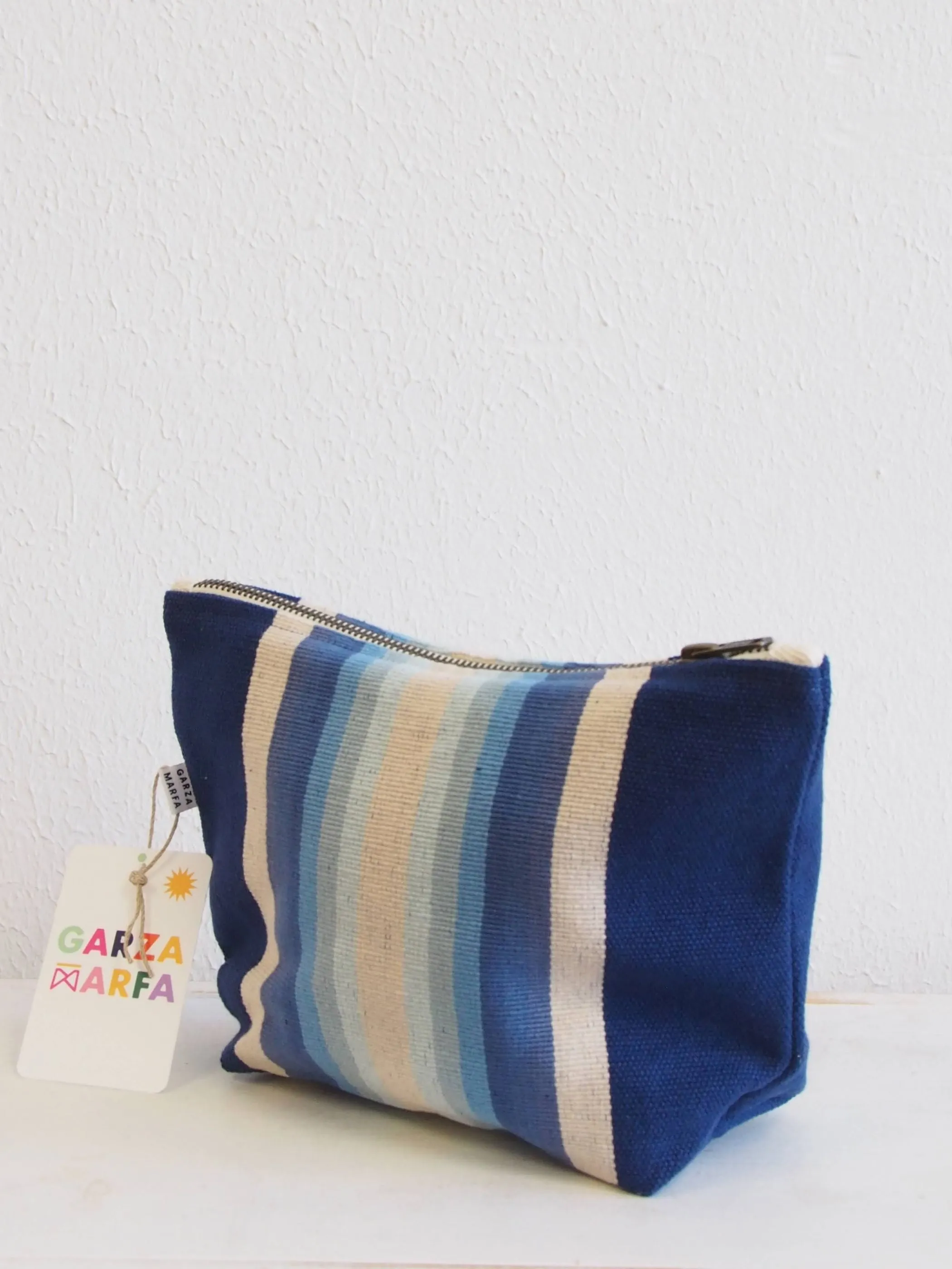 Indigo Ombre Stripe Pouch