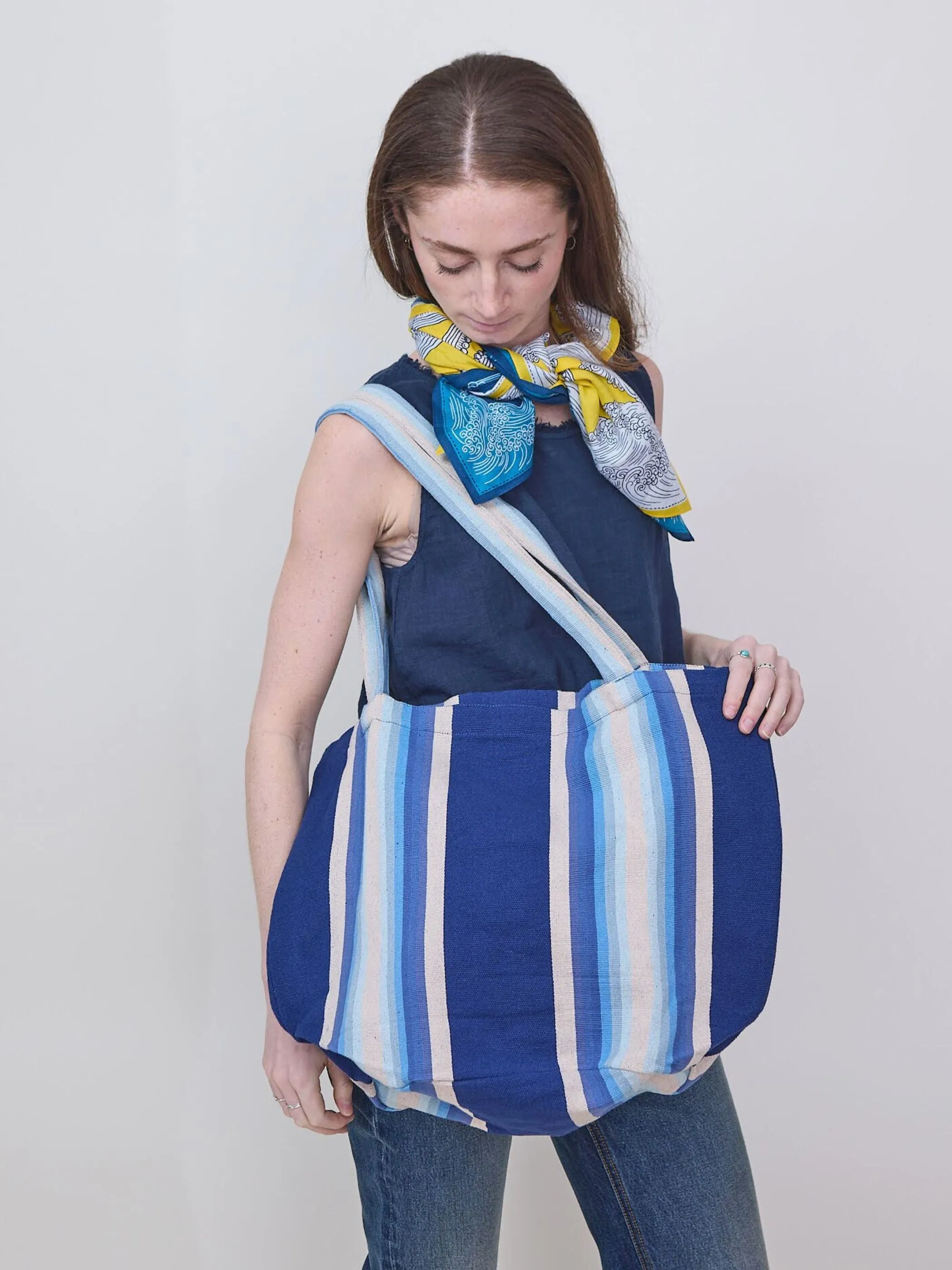Indigo Ombre Stripe Tote