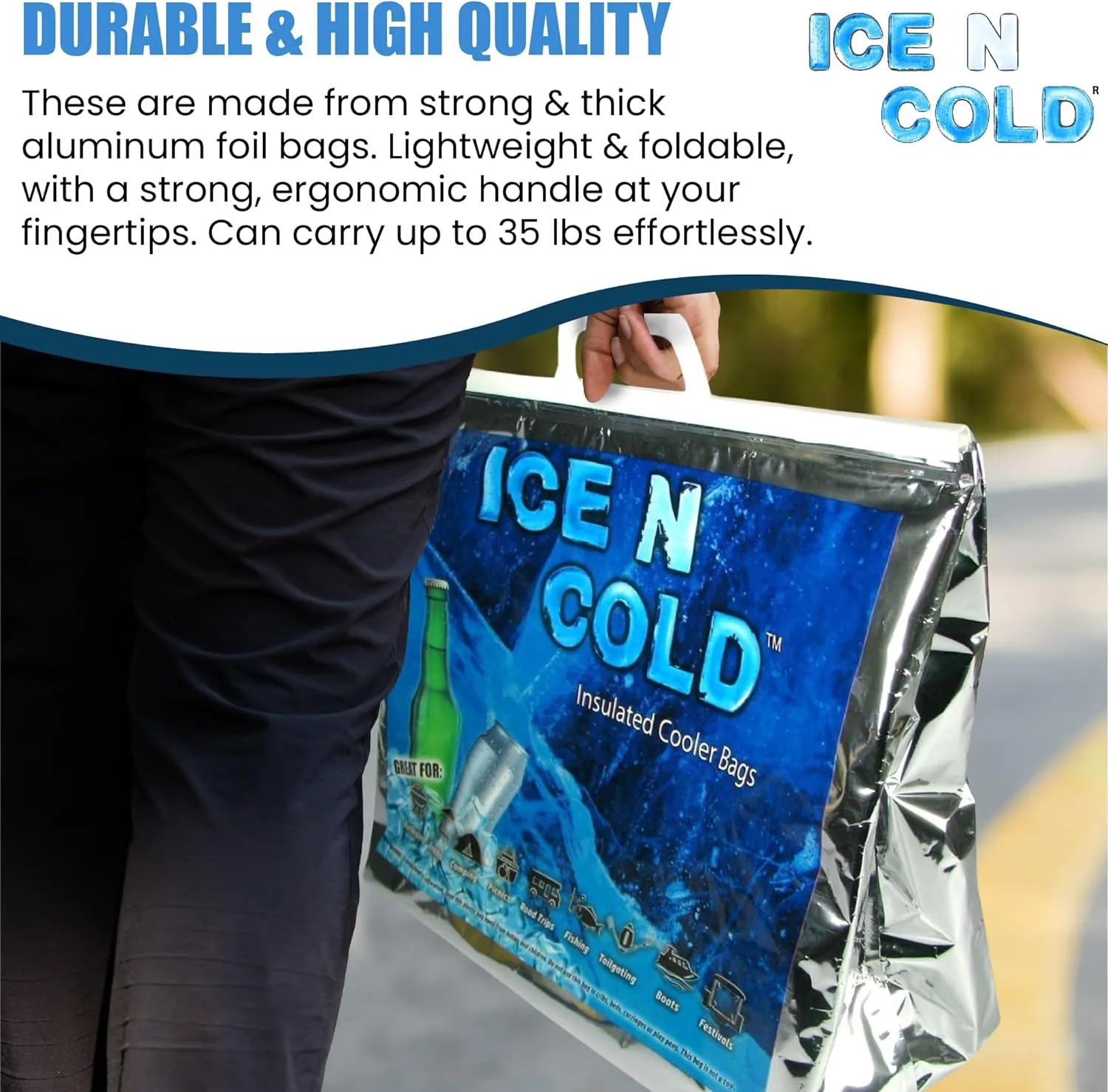 Insulated Cooler Bag - Large 35 lbs Capacity (Pack of 1) | Lightweight, Soft, Collapsible | Ideal for Groceries, Camping, Hiking, Beach, Travel