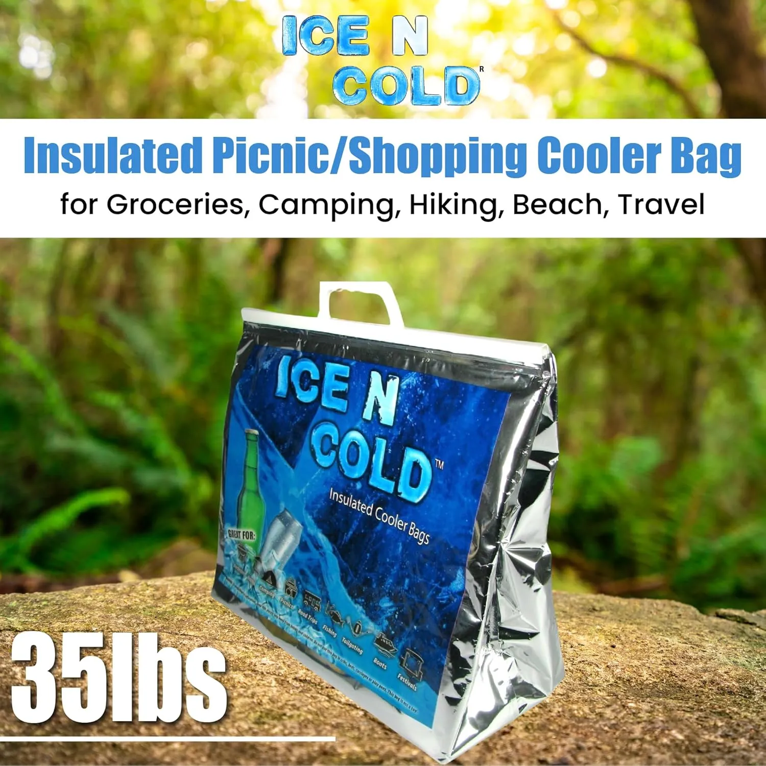 Insulated Cooler Bag - Large 35 lbs Capacity (Pack of 1) | Lightweight, Soft, Collapsible | Ideal for Groceries, Camping, Hiking, Beach, Travel