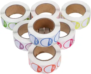 IWOWHERO 7 Roll Dot Sticker Adhesive Week Stickers Monday to Sunday Date Time Labels for Restaurant