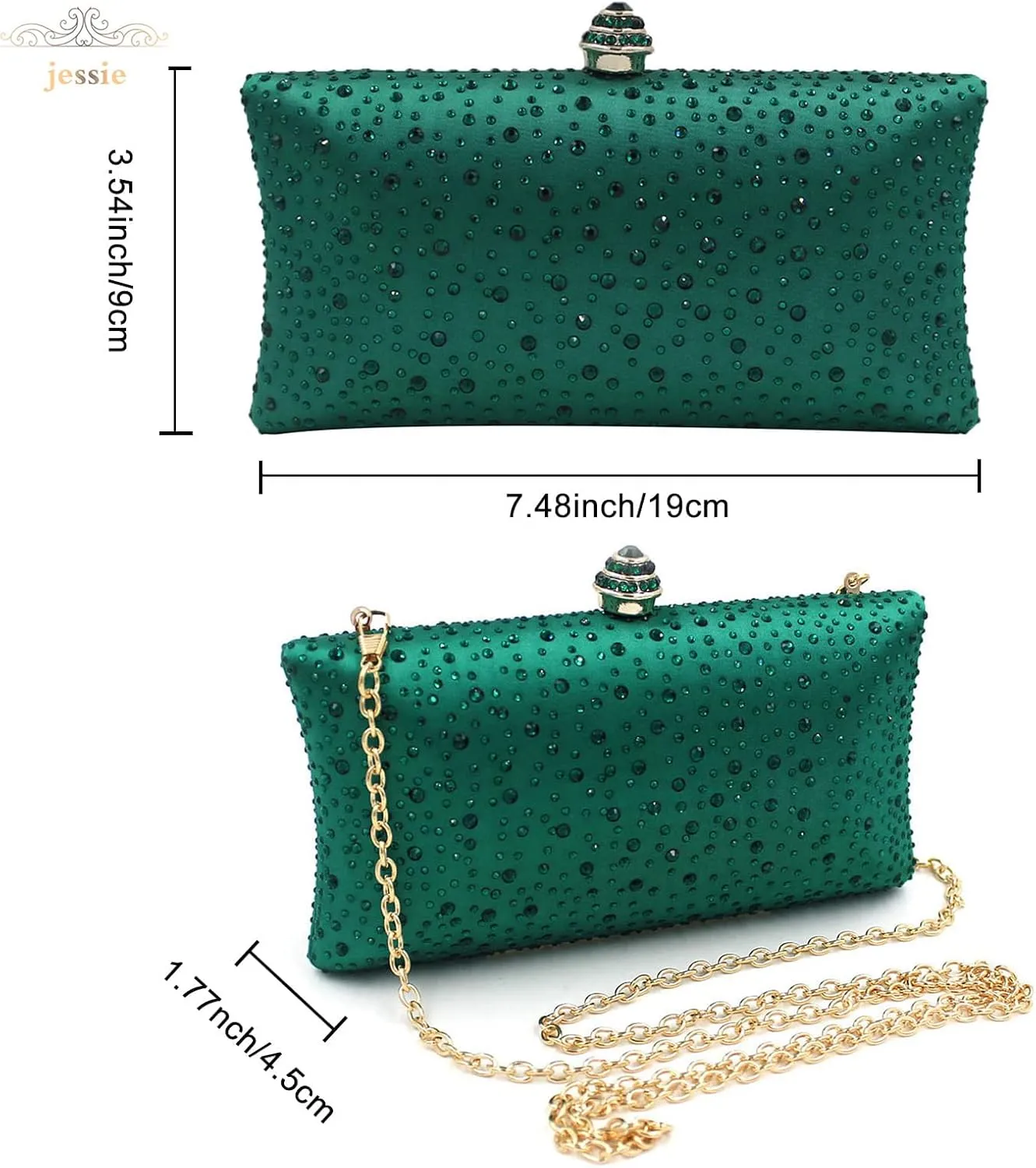 jessie Women Beaded Clutch Bag Rhinestone Crystal Purse Glitter Evening Handbag for Wedding Cocktail Prom Party