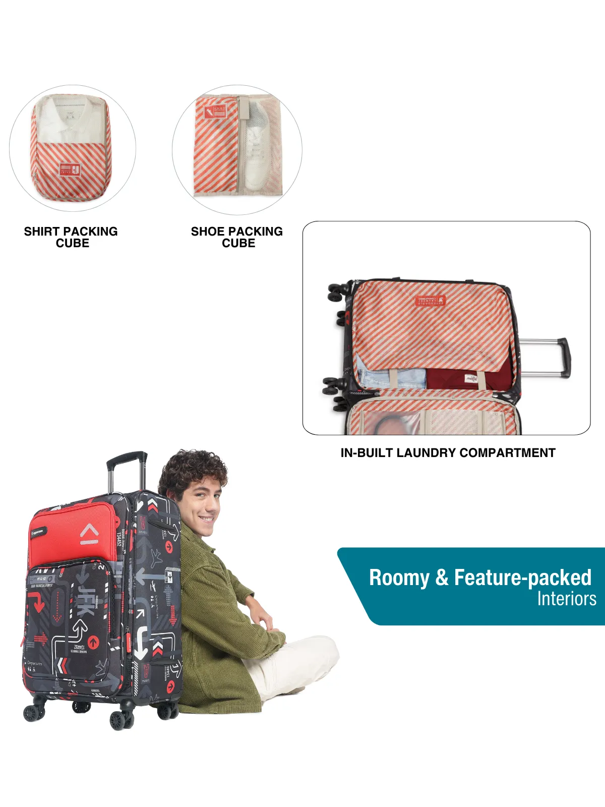 JFK Plus Red Medium Soft Trolley