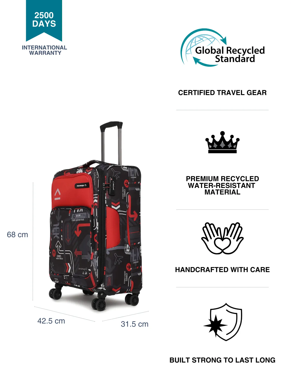 JFK Plus Red Medium Soft Trolley