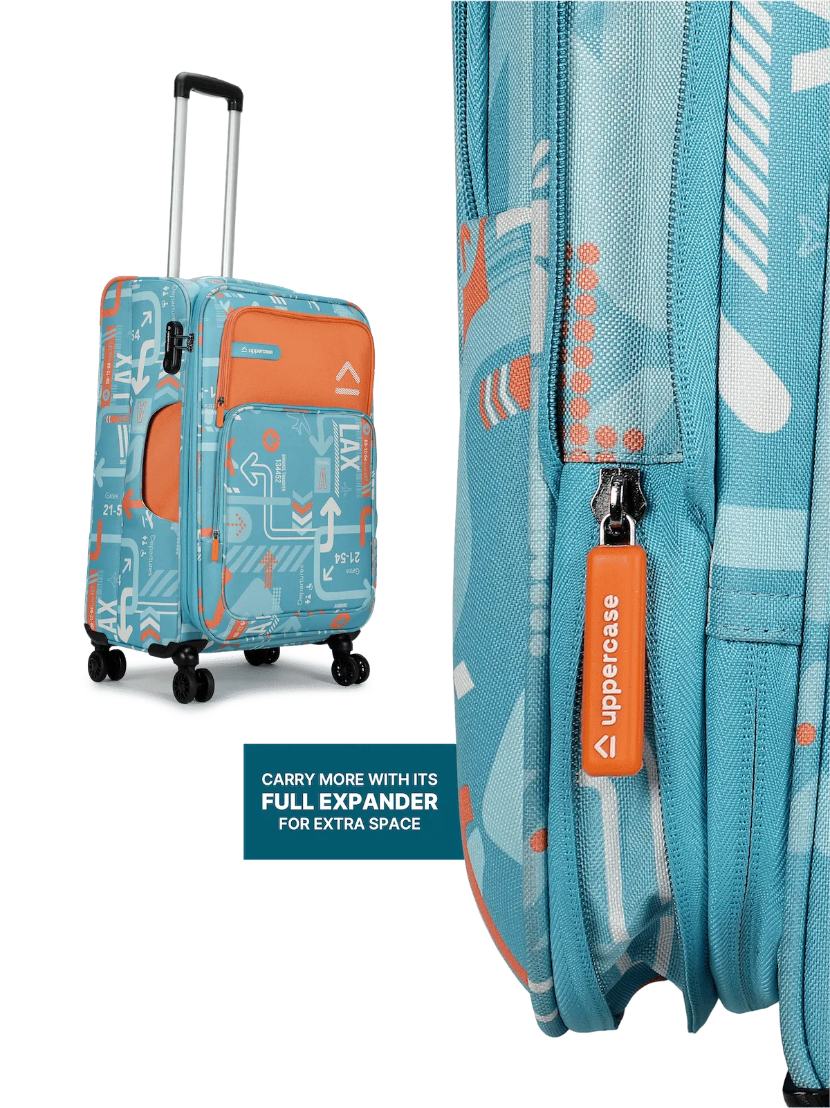JFK Teal Blue Medium Soft Trolley