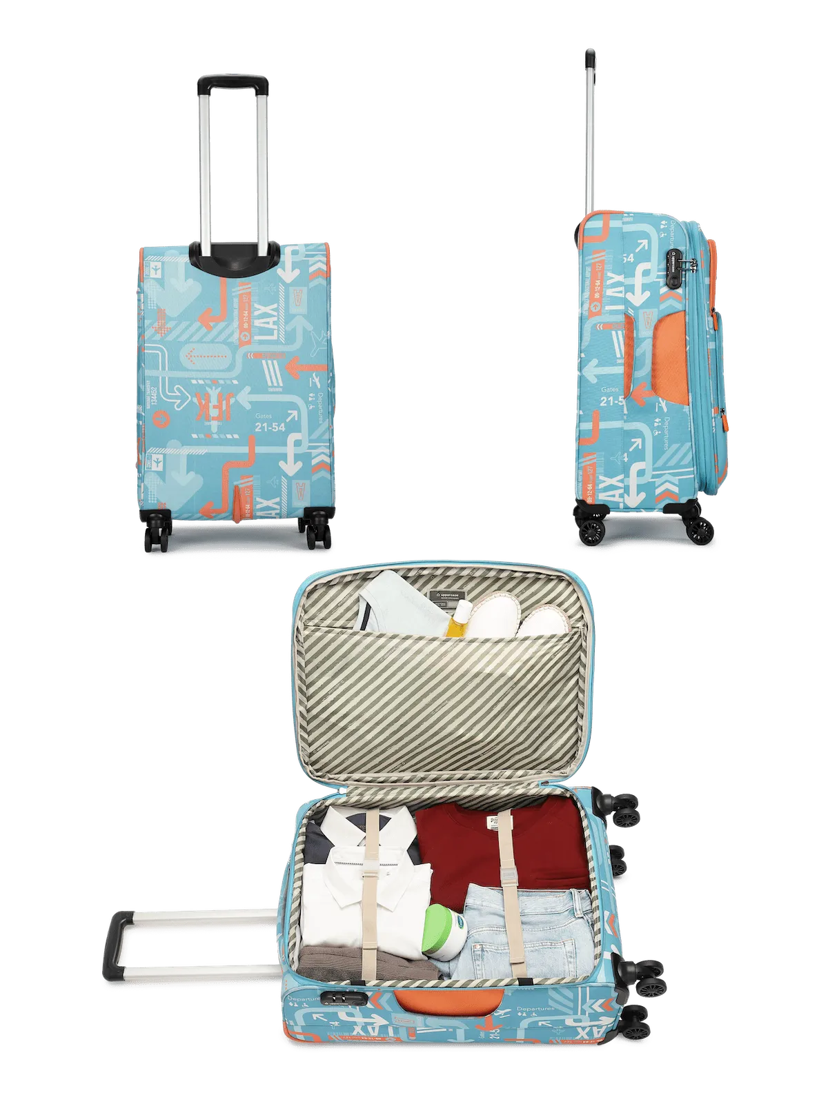 JFK Teal Blue Medium Soft Trolley