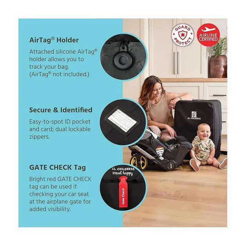 J.L. Childress - Elite Travel Bag For Doona, Padded, Black