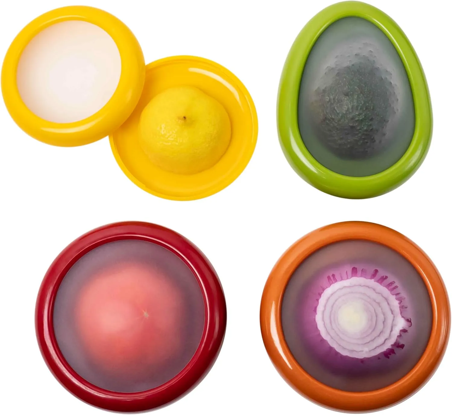 Joie Food Saver Set, Avocado, Tomato, Onion, and Lemon Stretch Pods, Silicone, One Size, 4 Count