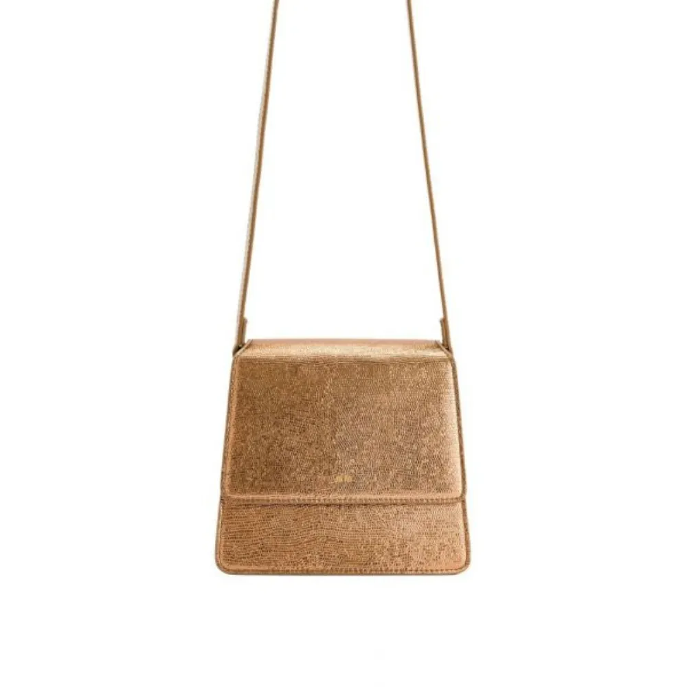 JW PEI Fae Metallic Top Handle Crossbody - Ancient Gold Lizard