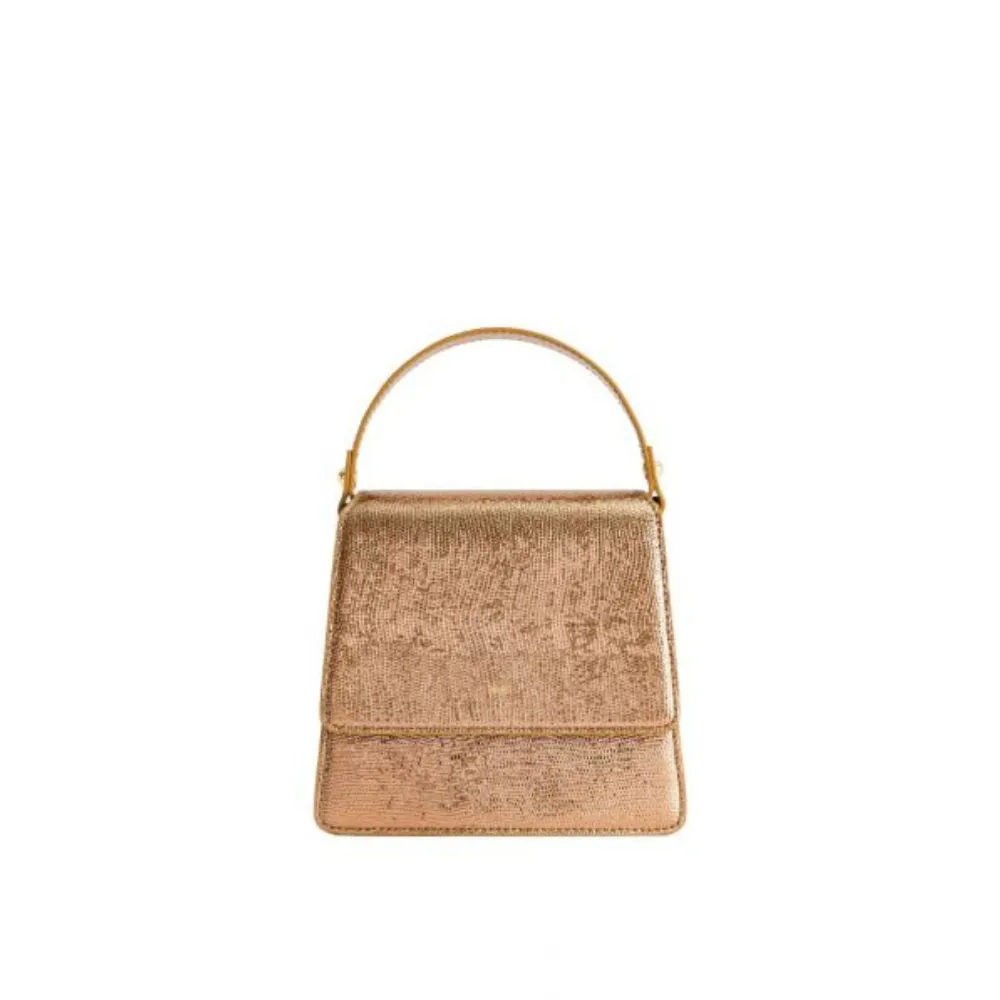 JW PEI Fae Metallic Top Handle Crossbody - Ancient Gold Lizard