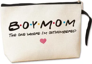 Jztco Boy Mom, Baby Shower Gifts for Mom First Time, Christmas Birthday Unique Thanksgiving Funny Mothers Day, New Mom to Be - Boy Mom The One Where I'm Outnumbered Boy Mom Makeup Bag