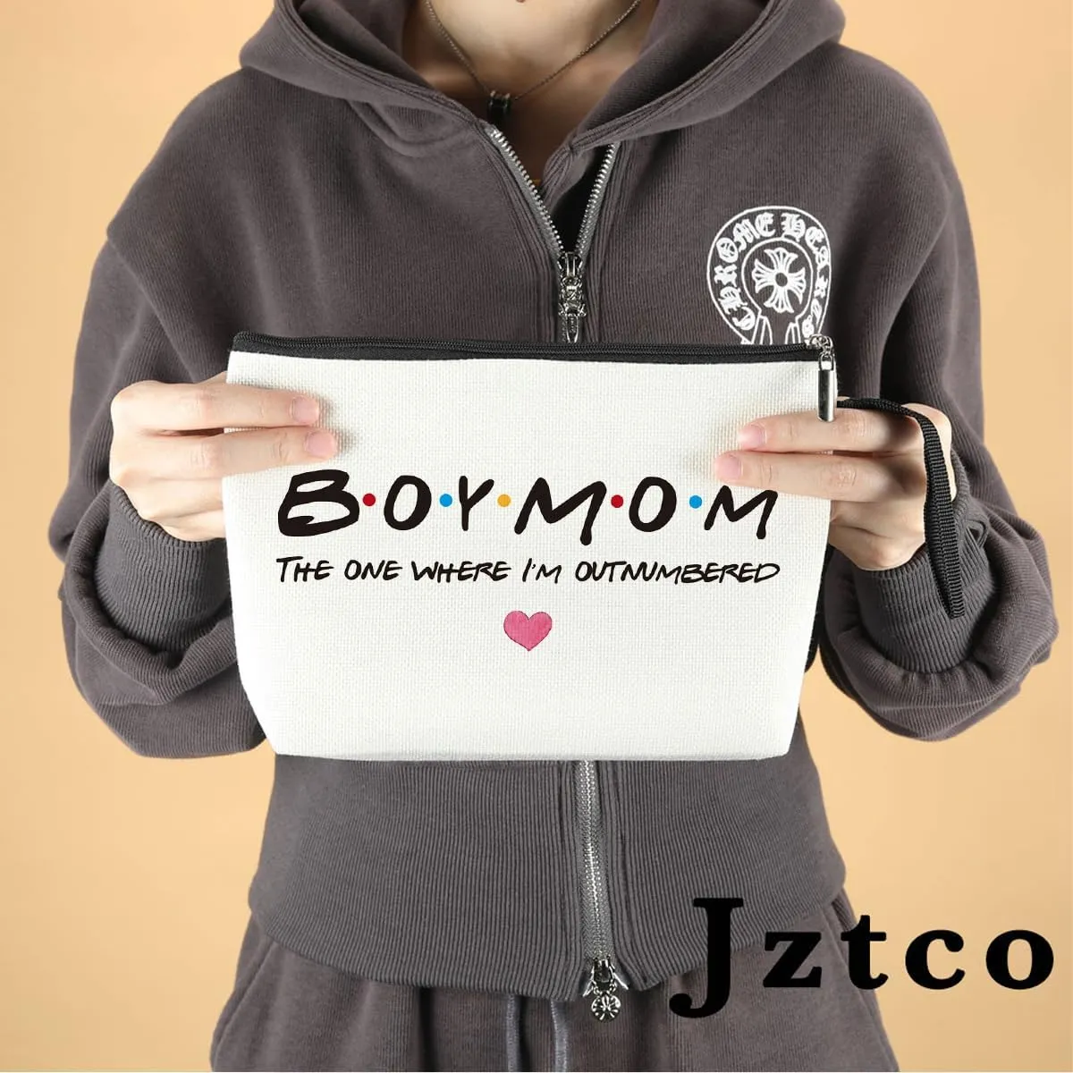 Jztco Boy Mom, Baby Shower Gifts for Mom First Time, Christmas Birthday Unique Thanksgiving Funny Mothers Day, New Mom to Be - Boy Mom The One Where I'm Outnumbered Boy Mom Makeup Bag