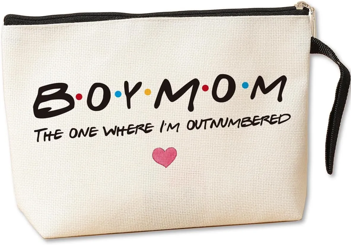 Jztco Boy Mom, Baby Shower Gifts for Mom First Time, Christmas Birthday Unique Thanksgiving Funny Mothers Day, New Mom to Be - Boy Mom The One Where I'm Outnumbered Boy Mom Makeup Bag
