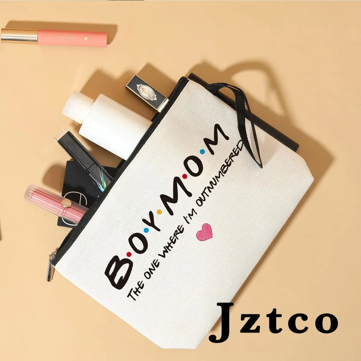 Jztco Boy Mom, Baby Shower Gifts for Mom First Time, Christmas Birthday Unique Thanksgiving Funny Mothers Day, New Mom to Be - Boy Mom The One Where I'm Outnumbered Boy Mom Makeup Bag