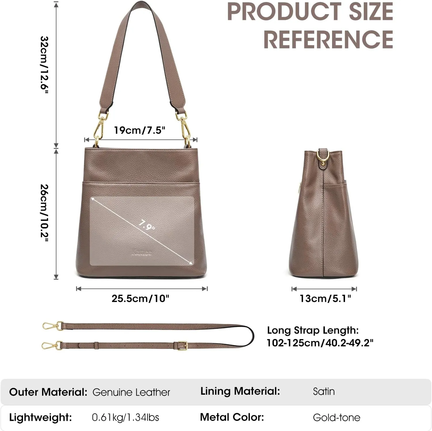 Kattee Leather Handbags for Women, Soft Shoulder Tote Crossbody Purses Bucket Bags with 2 Straps