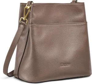 Kattee Leather Handbags for Women, Soft Shoulder Tote Crossbody Purses Bucket Bags with 2 Straps