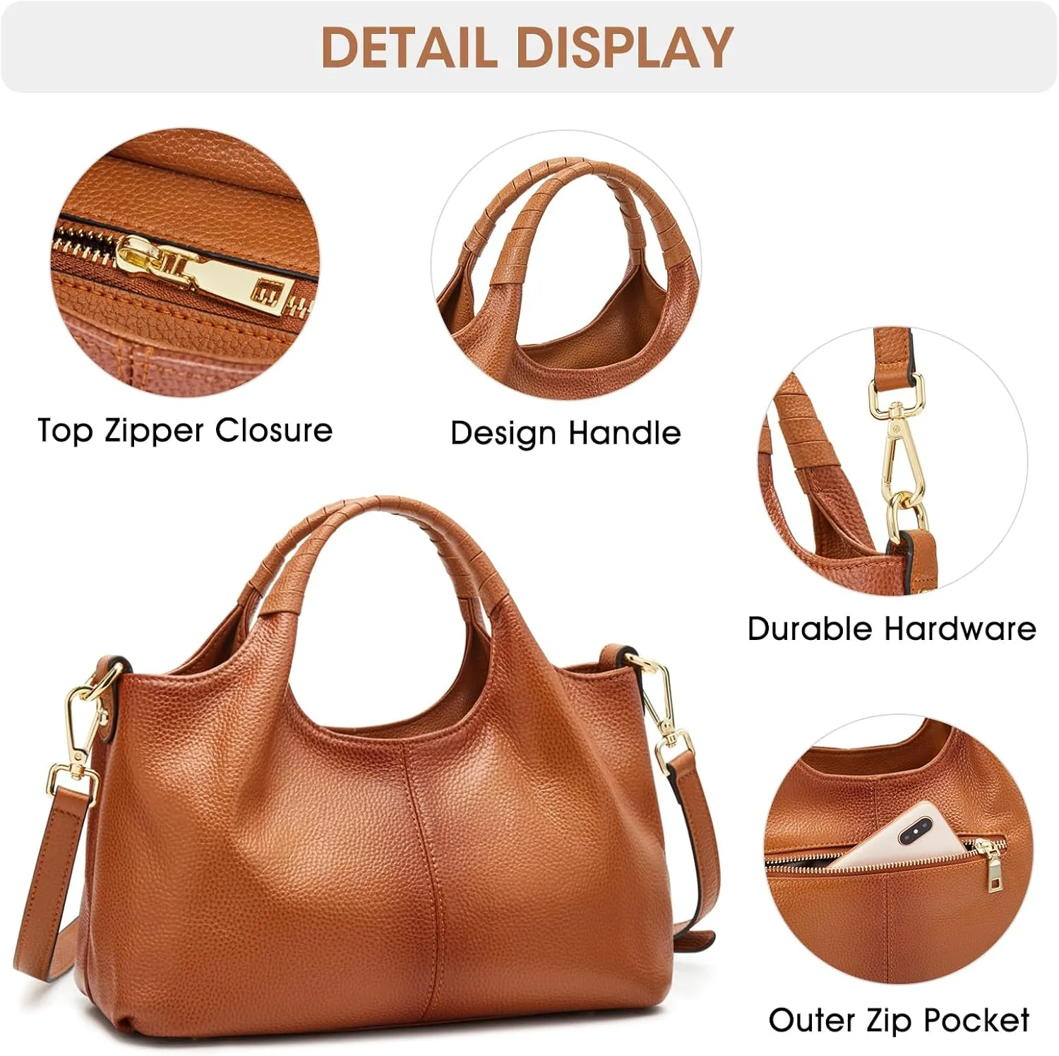 Kattee Leather Purses and Handbags for Women, Small Medium Crossbody Bags Trendy, Soft Shoulder Satchel Bags