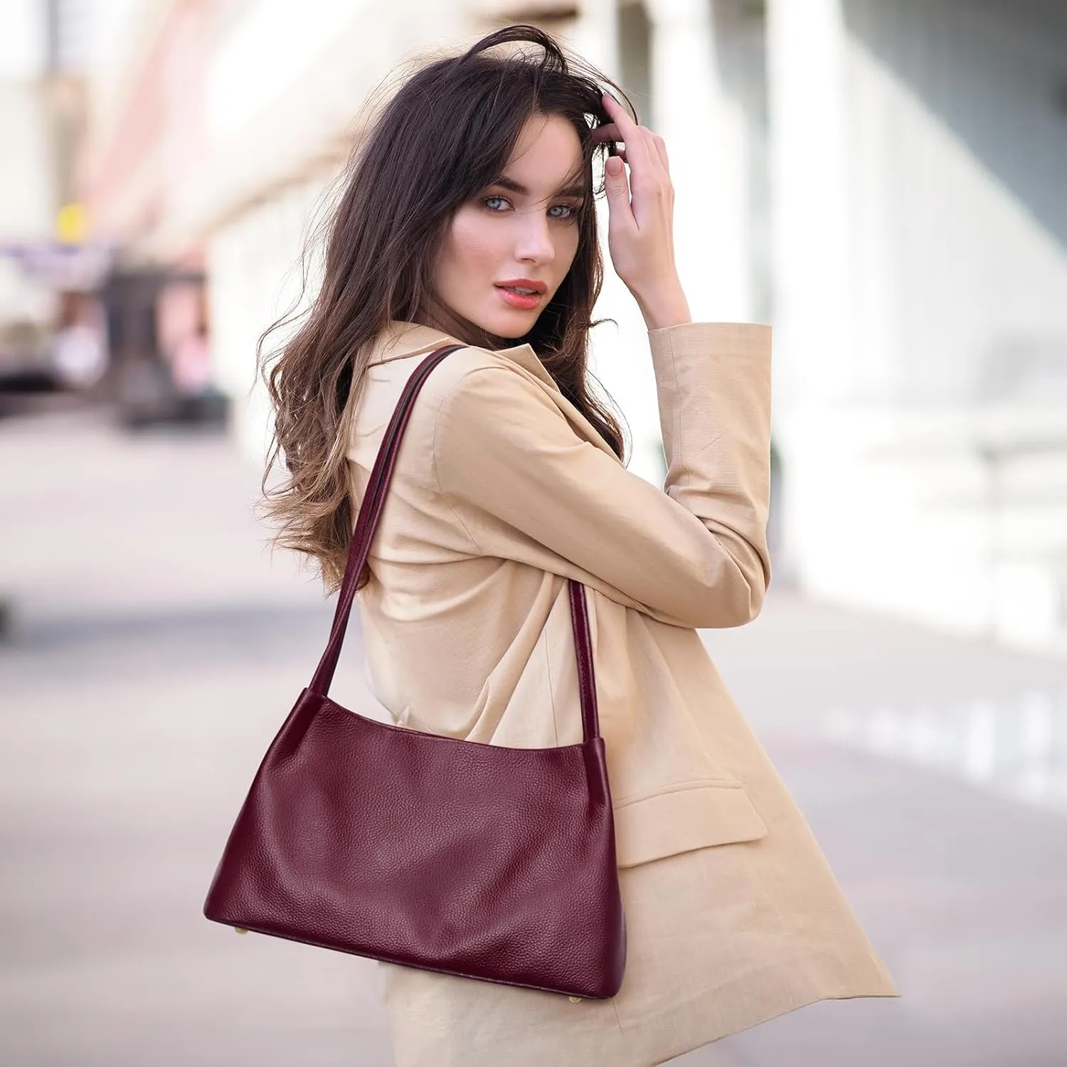 Kattee Leather Purses and Handbags for Women, Soft Genuine Leather Shoulder Hobo Bags with Top Magnetic Snap Closure