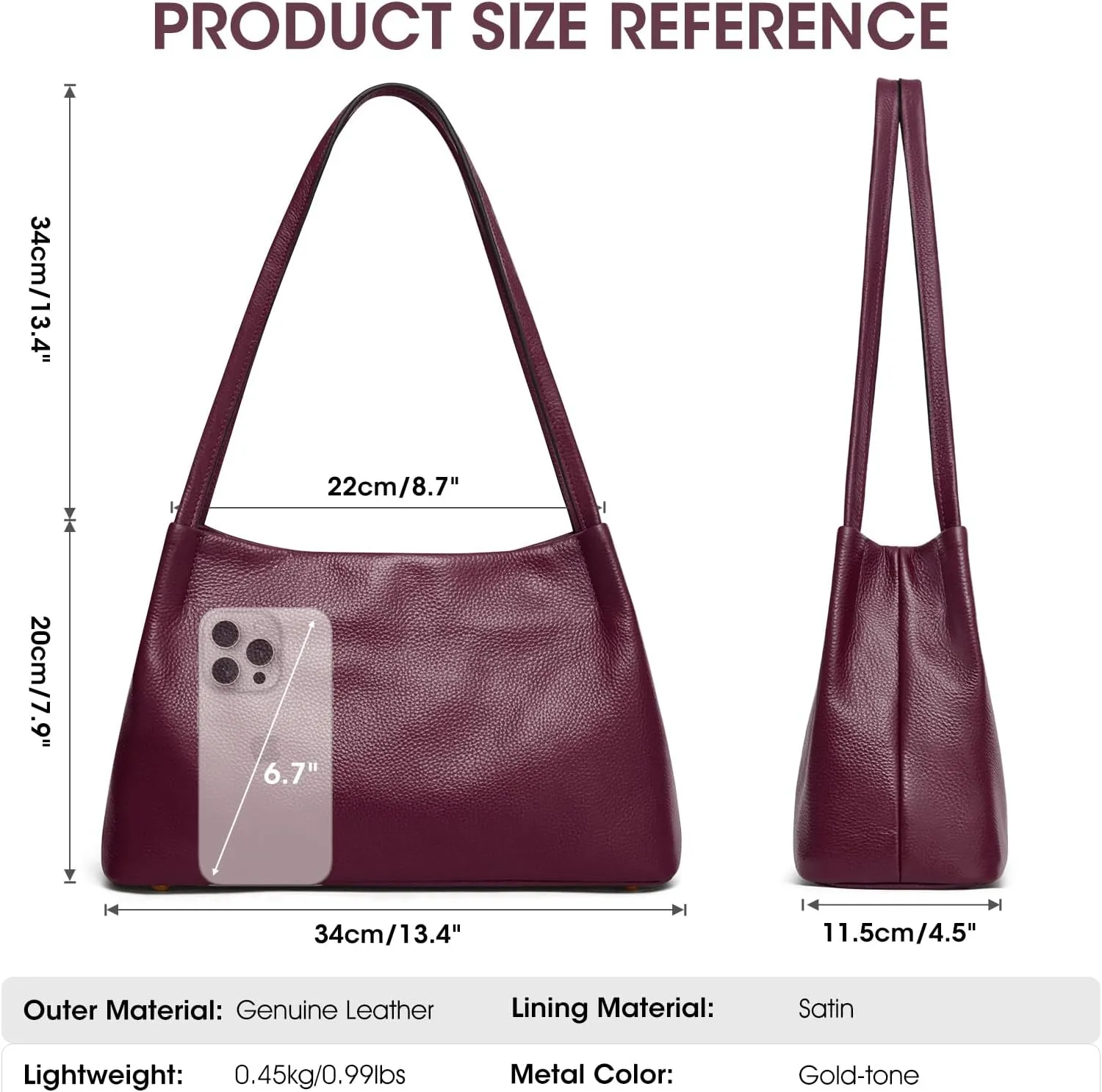 Kattee Leather Purses and Handbags for Women, Soft Genuine Leather Shoulder Hobo Bags with Top Magnetic Snap Closure