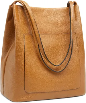 Kattee Leather Shoulder Tote Bags for Women, Soft Purses and Handbags with Top Magnetic Snap Closure