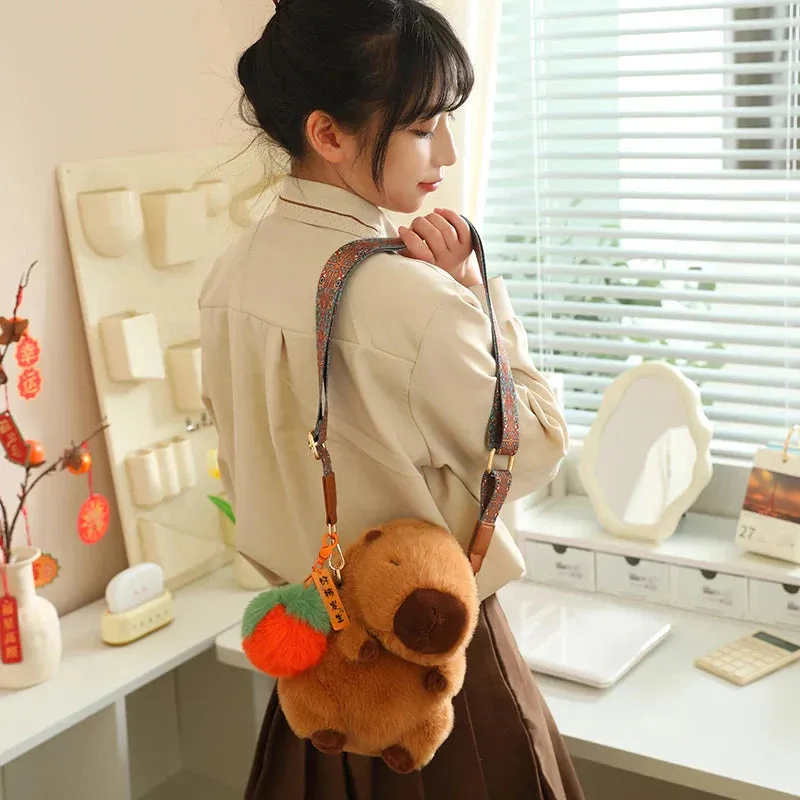 Kawaii Fluffy Capybara Plushies with Strap
