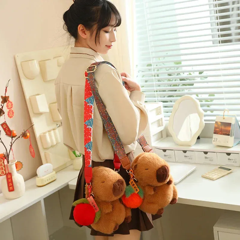 Kawaii Fluffy Capybara Plushies with Strap