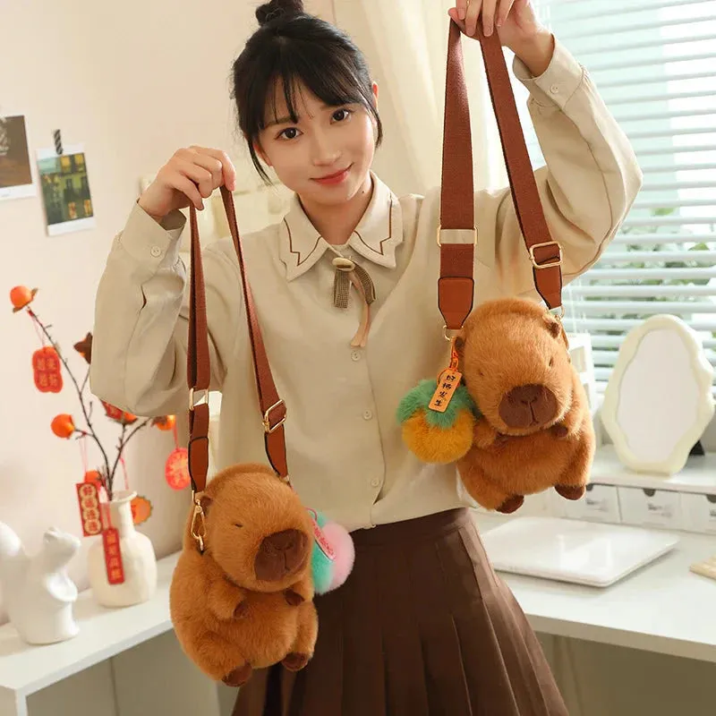 Kawaii Fluffy Capybara Plushies with Strap