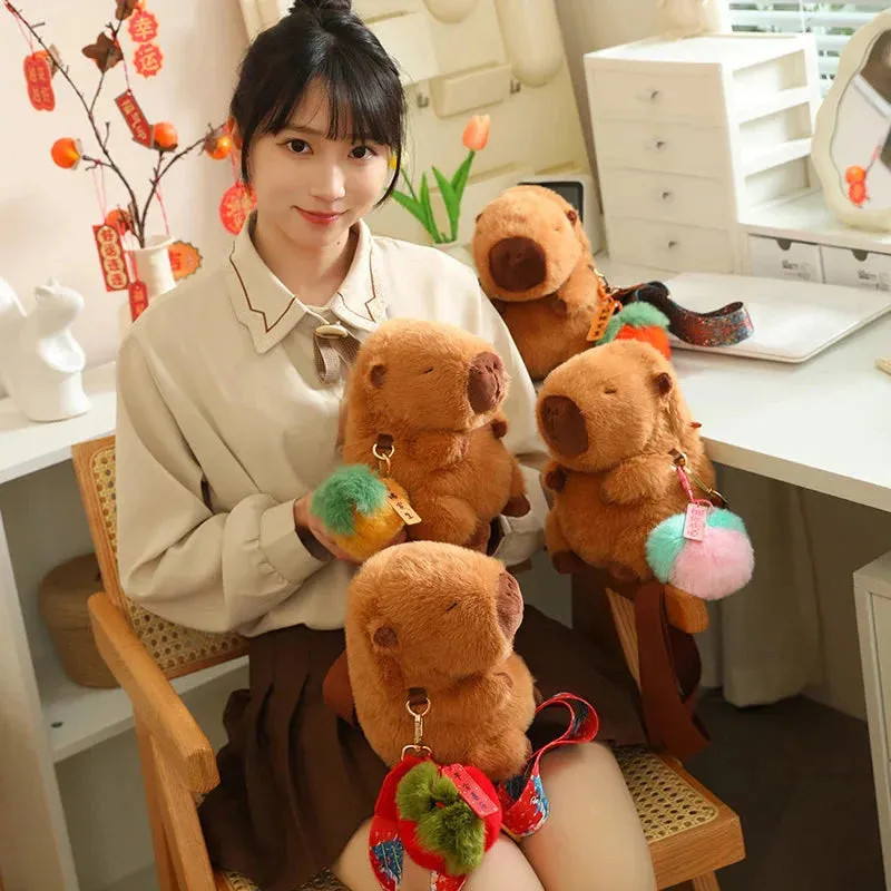 Kawaii Fluffy Capybara Plushies with Strap
