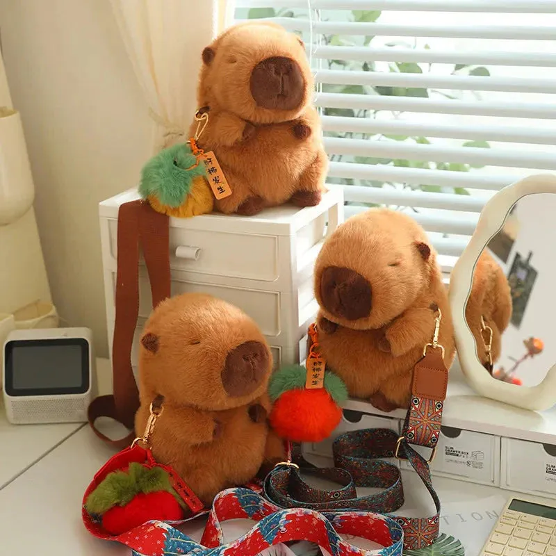 Kawaii Fluffy Capybara Plushies with Strap