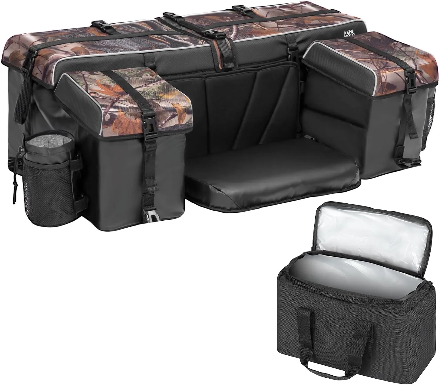 KEMIMOTO ATV Bag, 83L Large ATV Cargo Bag with Cooler, 4 Wheeler Storage Rear Rack Bag Universal Compatible with Polaris Sportsman Fourtrax Can-Am Kawasaki Arctic Cat CFMOTO