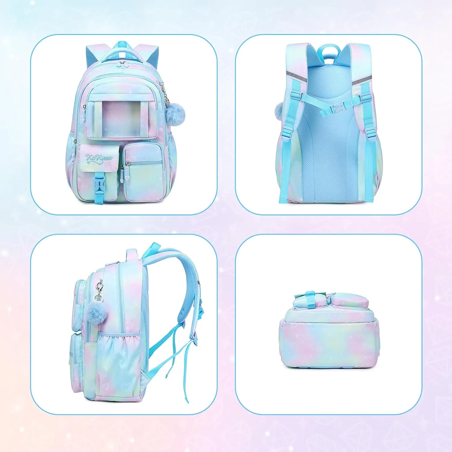 Kids Backpack for Girls - School Bags for Middle School Students - Book Bag for Elementary Primary School - Blue