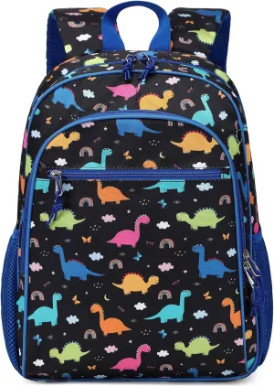 Kids Backpack for Kindergarten Preschool Boys Backpack Kids School Bags Child Lightweight Elementary School Bookbags Cute Gifts Dinosaur Blue Black