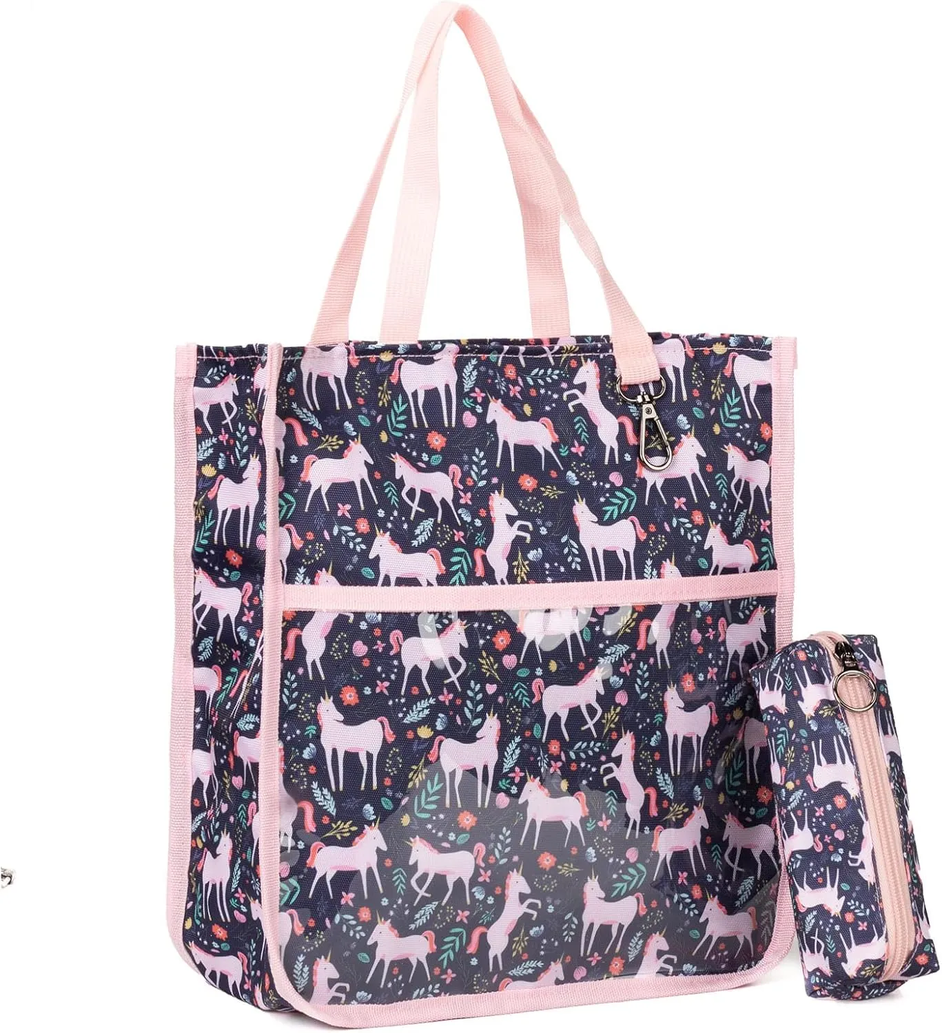 Kids Cute Tote Bags for Boys Girls Ages 4-16,Handbags with Pencil Case, Book Tote Bags with Zipper for School and Playtime (pink)